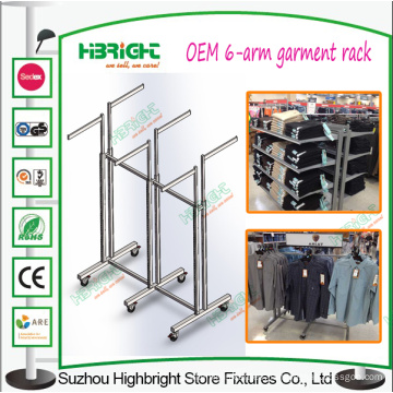 Tienda de accesorios de seis brazos de acero inoxidable Garment Rack